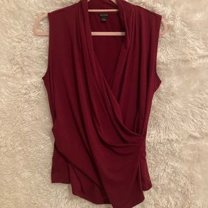 Ann Taylor sleeveless red crossover top